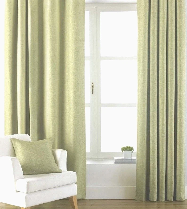 APPLE LIGHT GREEN TAB TOPS CURTAINS 100% cotton canvas