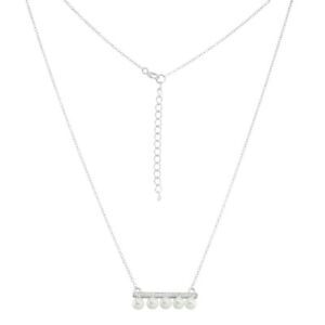 Cubic Zirconia Bar W/ Infinity .925 Sterling Silver Pendant Necklace
