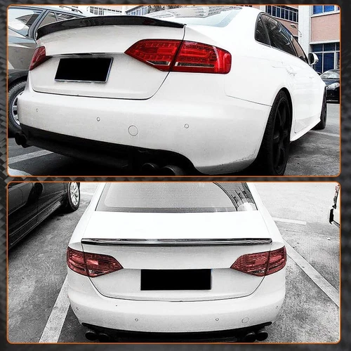 REAR CARBON FIBER Rear Trunk Spoiler Wing Fit for Audi A4 B8 2009-2012 Sedan - Picture 2 of 9