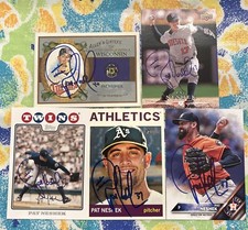 LOT of 5 PAT NESHEK - SIGNED BASEBALL CARDS! PITCHER TWINS ASTROS A’S