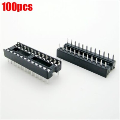 100Pcs Narrow 24 Pin DIP-24 Solder Type Dip Sip Ic Sockets Adaptor New Ic eq