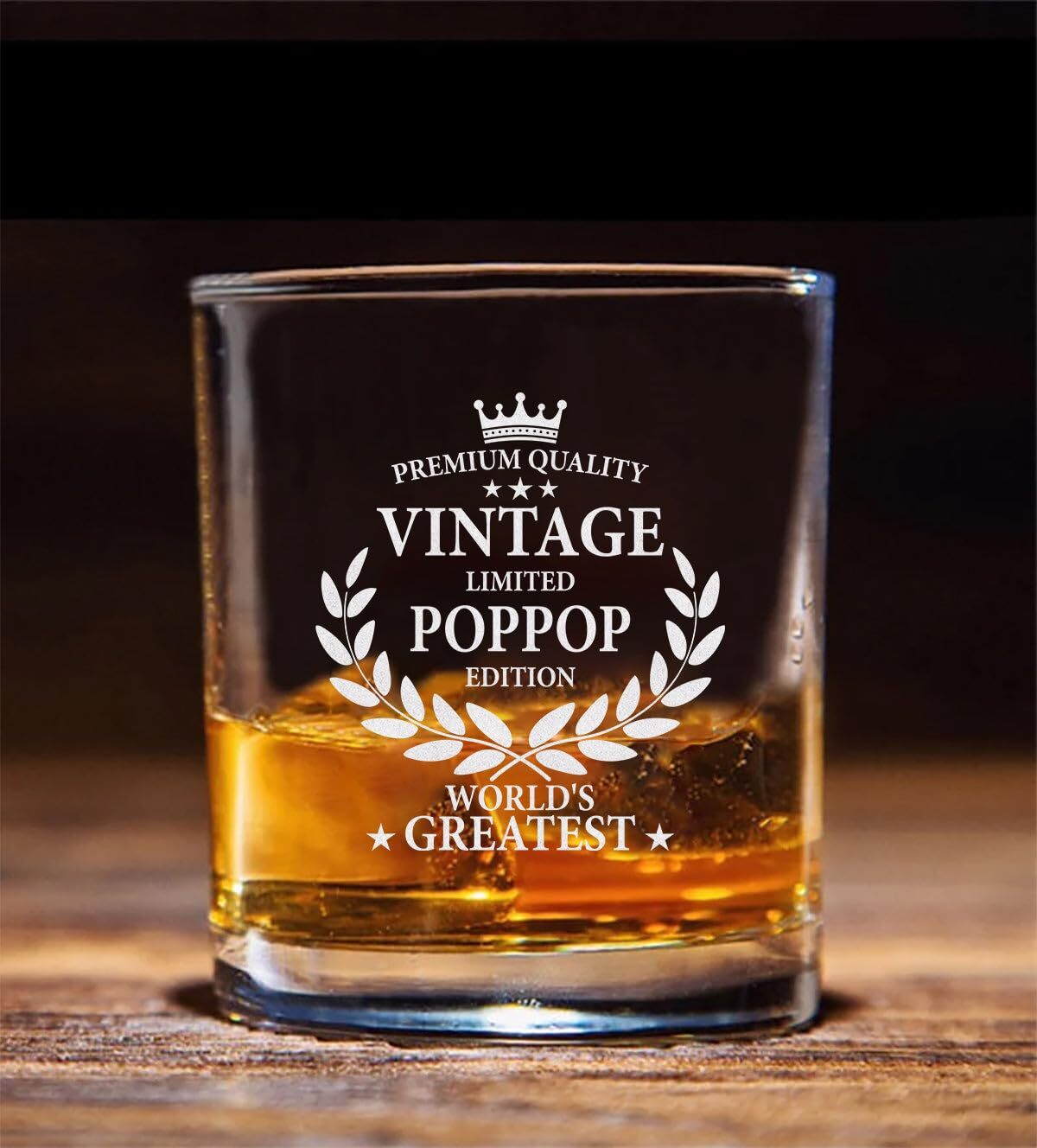Vintage World's Greatest Poppop Engraved Whisky Glass - Gift For Whiskey Drin...-image
