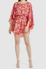 $425 LoveShackFancy Women Red Floral Long Sleeve Mini Dress Size Small