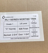 Command Access Grade 1 L6 Lever 626 Finish ML1 Series Mortise Trim
