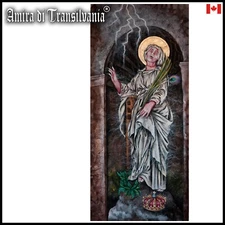 religious art sacred painting contemporary saint barbara women portrait palm bid