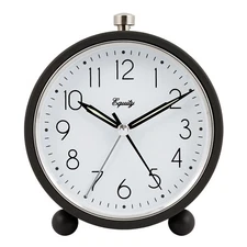 20091 Equity by La Crosse 5" Round Metal Case Analog Quartz Alarm Clock - Gray