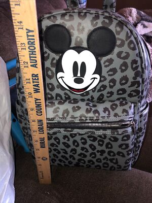 Disney Store Mickey Mouse Gray Black Leopard Patterned Backpack DISNEY STORE Mickey Mouse Mini Backpack 13 main image 2