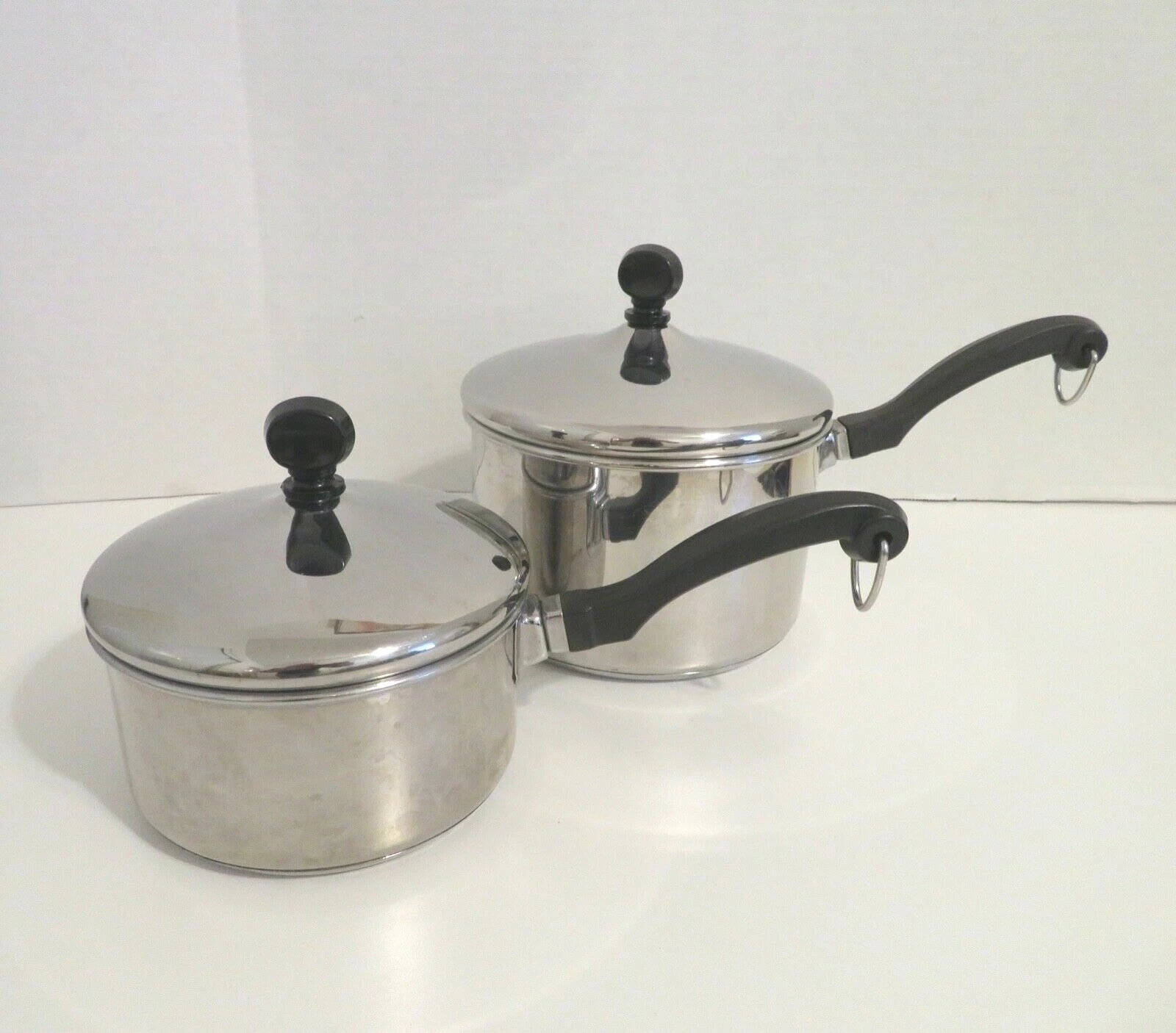 Vintage Farberware 18/10 1 & 2 QT Sauce Pan Stainless Steel Aluminum Clad w Lids