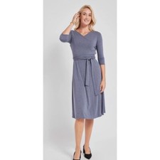 Of Mercer Sutton Wrap Knee Length Jersey Dress Grey Bamboo  Large 