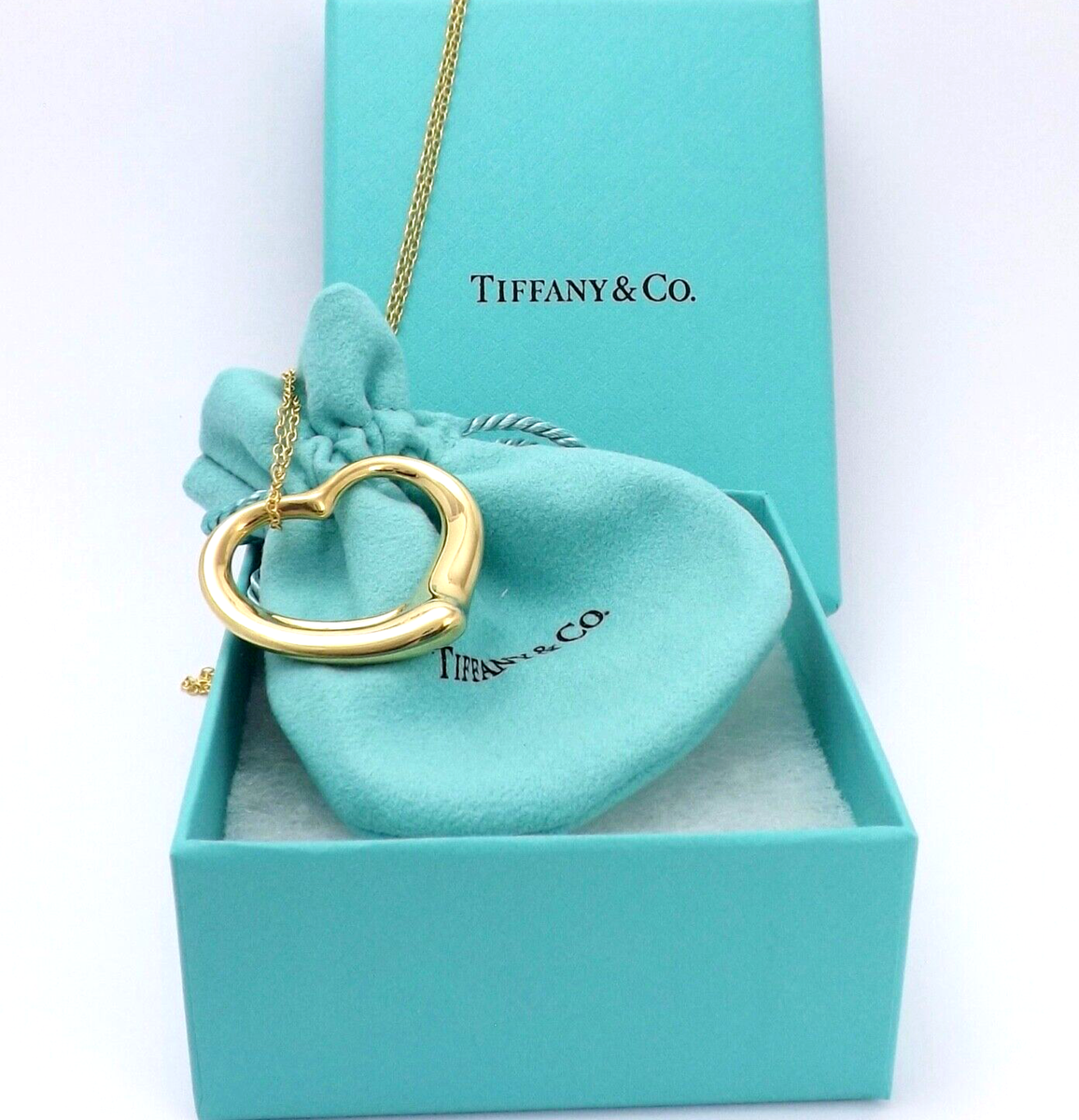 Tiffany Co Elsa Peretti 18k 750 Gold Open Heart Pendant Tiffany Co Elsa Peretti 18k 750 Gold Open Heart Pendant