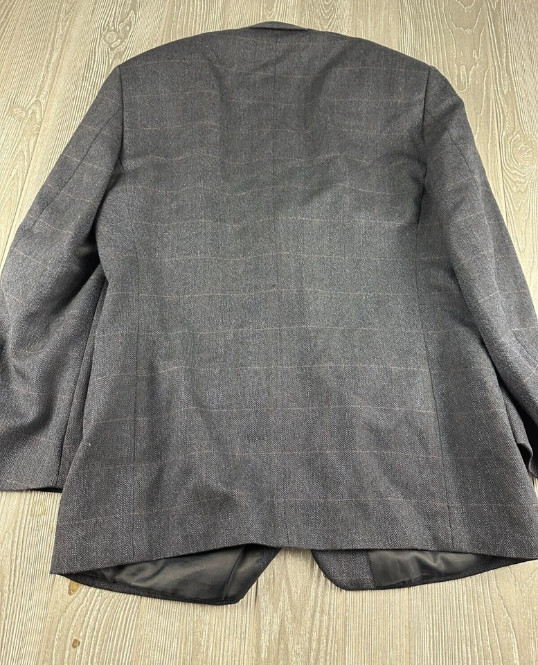 Abrigo Blazer Deportivo LINEA UOMO Talla 44 Regular Gris A Cuadros Para Hombre Lana de Cordero Foto 3 de 4