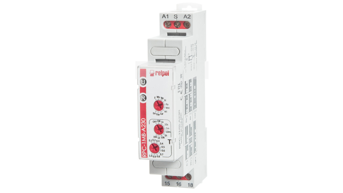 Time relay 1P 1sec-10days 230V AC 50/60 Hz multifunction RPC-1MB-A230 863 /T2UK