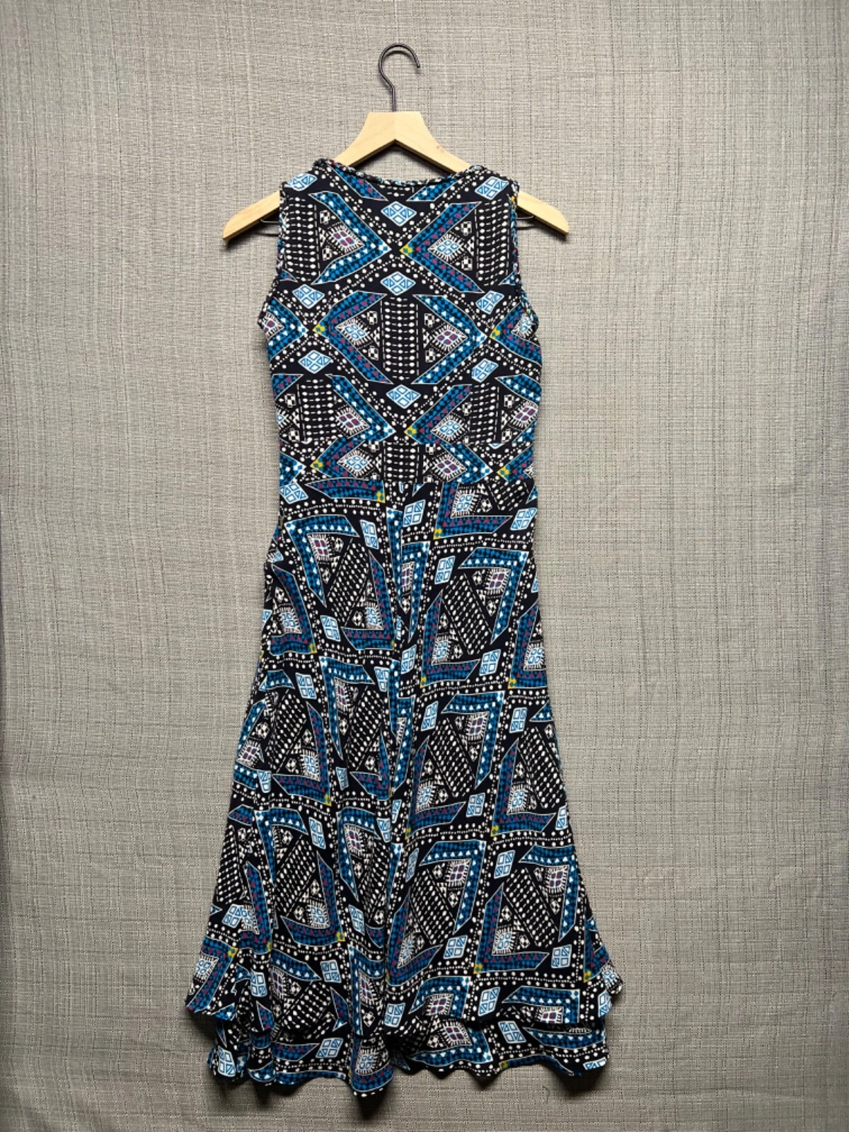 Abito da donna blu senza maniche Tory Burch scoop collo midi casual taglia 8