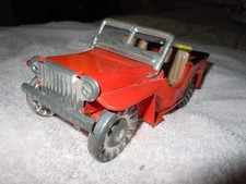 RARE - VINTAGE TIN, FREE ROLLING TOY JEEP - 6-1/2 INCHES LONG - NO BOX