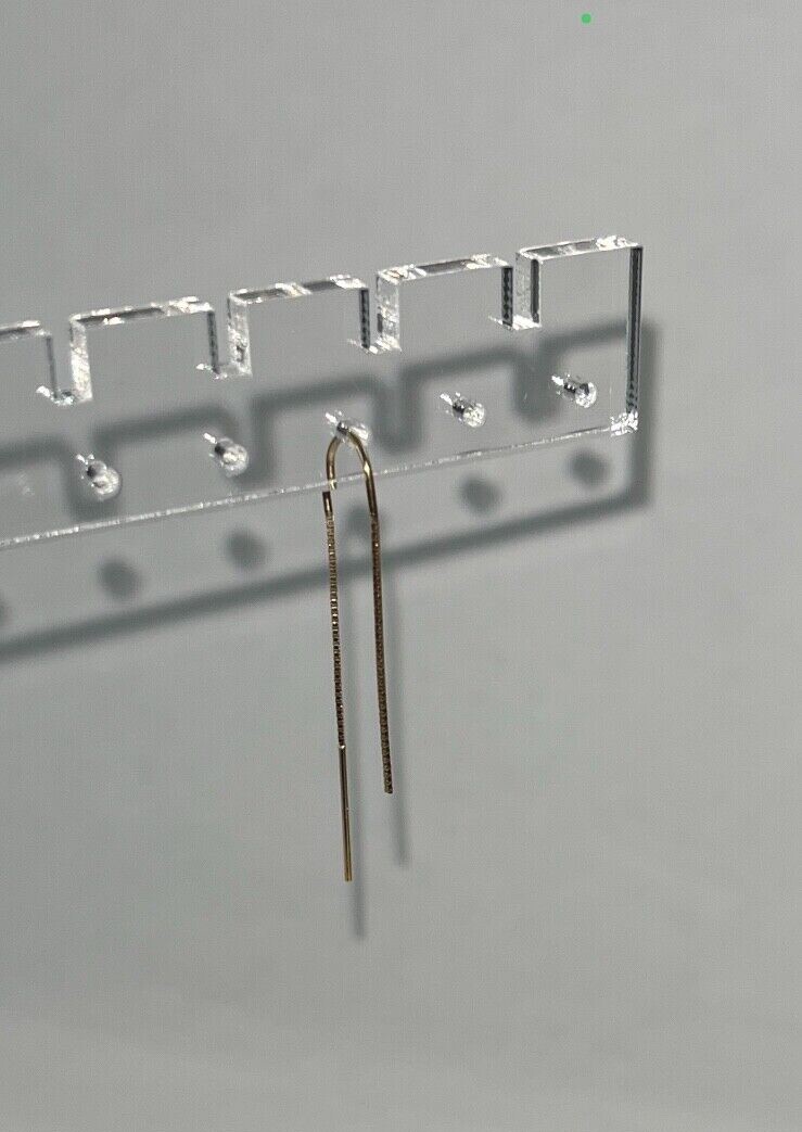 14k Solid Gold Box Chain Threader Earring -Single… - image 4