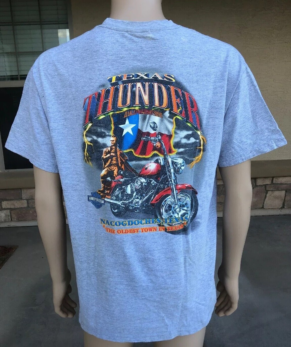 【Raucohouse】American harley-davidson printing t-shirt Harley Davidson Nacogdoches Texas T Shirt Motorcycles Texas