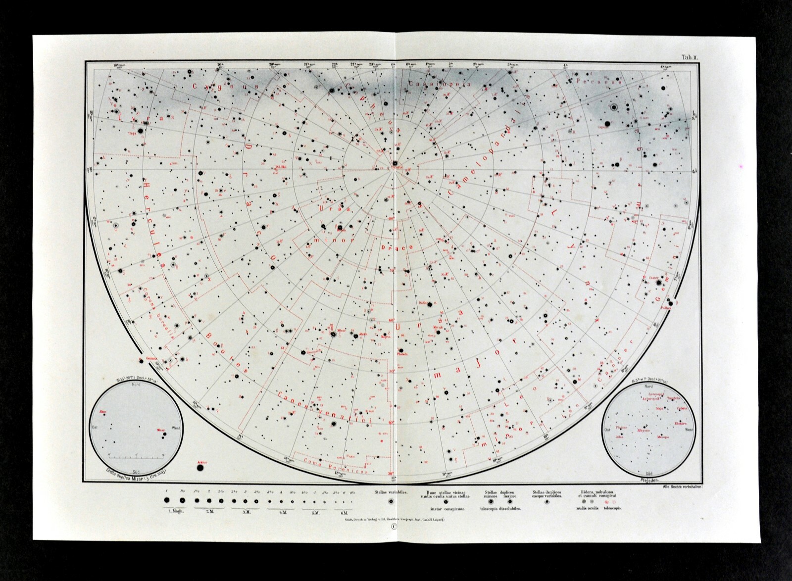 Alcor Chart 1925 Star Map Astronomy Chart North Sky | Grelly UK