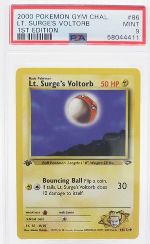 Lt. Surge's Voltorb (1st Edition) graded PSA 9 for sale on eBay