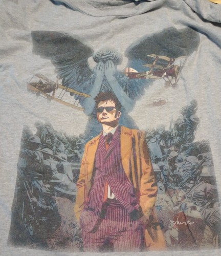 Doctor Who Gray T-Shirt Size XL Weeping Angel War Airplane BBC Titan 11th Dr