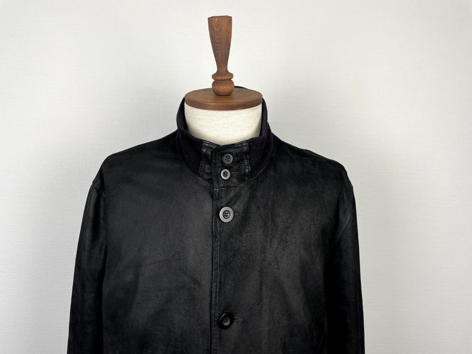LEONARDO Black 100% Leather Buttons Men's Lined Jacket - Image 2 of 4