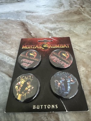 Mortal Kombat 4 Button Pin Set Scorpion Sub-Zero Fatality WB 2011