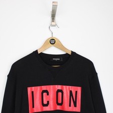 Dsquared2 Icon Black and Red Box Logo Spellout Sweatshirt Pullover