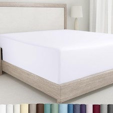 California Design Den King Size Fitted Sheet White, 100 King, 01 - White
