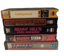5 VHS: Caddyshack, Stripes, 2 Benny Hill, Howard Stern's Butt Bongo- Fun Comedy