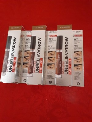 X 3 Pack L'Oreal Paris Infallible Brows 48H Unbelievabrow Gel - 6.32 Auburn