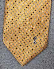 Yves Saint Laurent VTG Short  Wide Shiny Silk Satin Tie Gold Geometric 55 x 4"