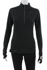 Nike Womens Black Mock Neck Long Sleeve Zip Jacket Size XS