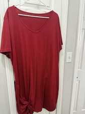Plus Size Tee Shirt Dress With Knot At Bottom