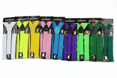 Mens Wide Suspenders Braces Strong Adjustable Wedding Party Black Green Blue Red