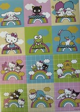 HELLO KITTY CHARACTERS SQUARE Sticker 12pc Sanrio  Tuxedo Sam  Melody  Card Making