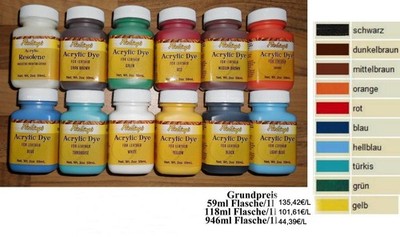 Fiebings Acrylic Dye LEDER FARBE Acryl  intensive Farbdeckung 59ml 946 ml NEU