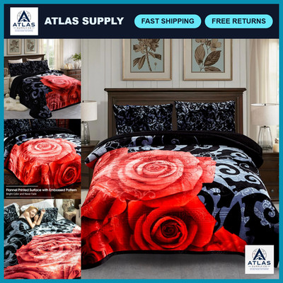 Cozy 3-Piece Sherpa Flannel Blanket Set, Reversible Plush Bed Cover & Pillow Sha