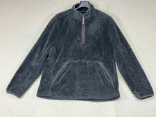 True Grit Men's 1/4 Zip Pullover Fleece Jacket Large Gray