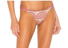 NWT Pilyq PQ S Lace Fanned Full Bikini Swim Bottoms Dusty Rose 118285