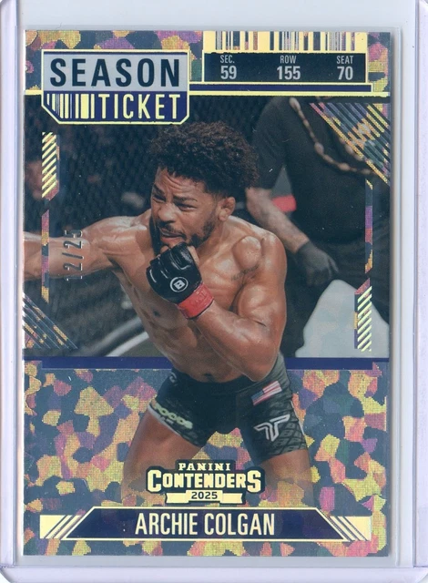 2025 Panini Contenders PFL Debut ARCHIE COLGAN #26 SEASON TICKET CRACKED ICE /25