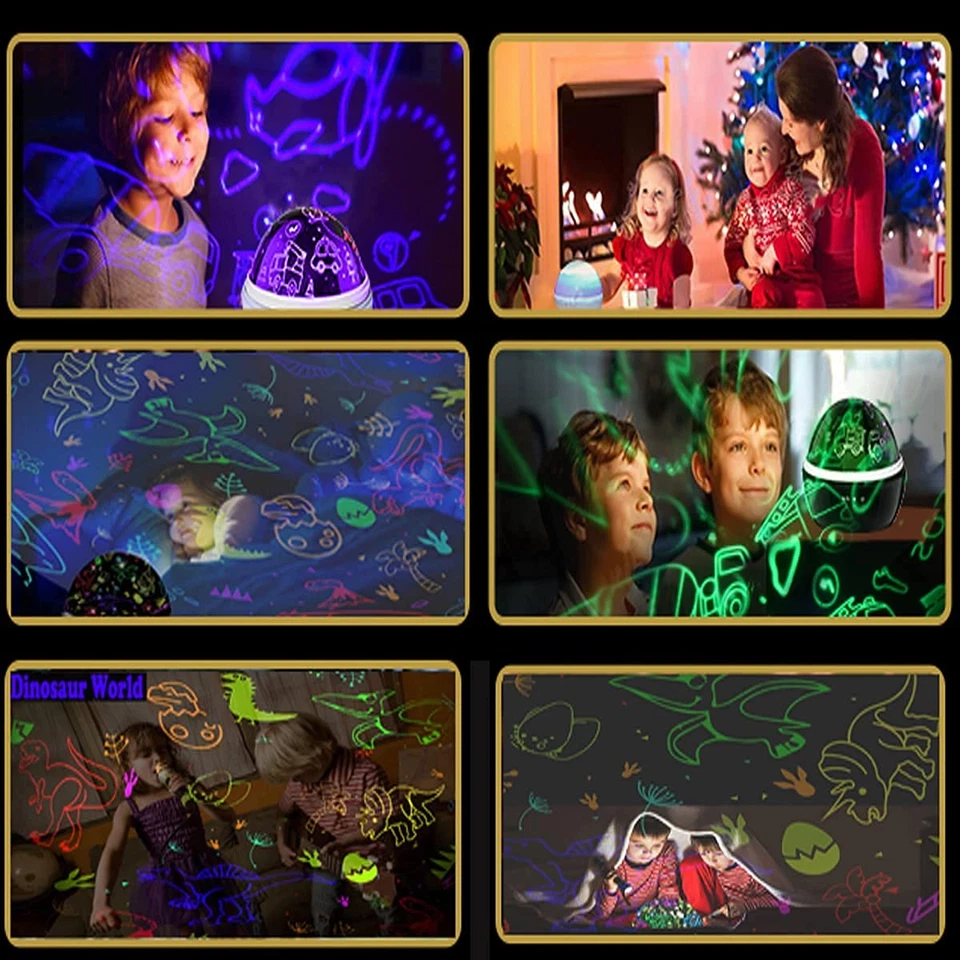 MINGKIDS 2 en 1 Lámpara Proyector Luz Nocturna Giratoria para Niños, Dino y Vehículos Foto 4 de 4