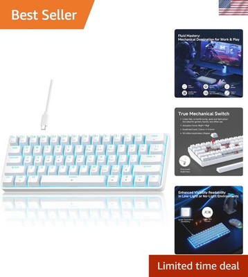TMKB 60% Mechanical Gaming Keyboard with Red Linear Switches & LED Backlighting