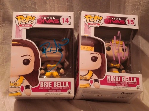 Bella Twins Brie Nikki WWE Divas Funko Pop Lot Of 2 #14 #15 Vaulted Signed !!!!