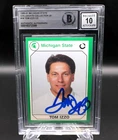 TOM IZZO SIGNED MICHIGAN STATE SPARTANS 1990 ROOKIE CARD RC AUTO BECKETT 10 BAS