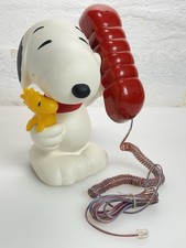 Vtg Peanuts SNOOPY  WOODSTOCK Collectible ACL Push Button Phone  Coin Bank