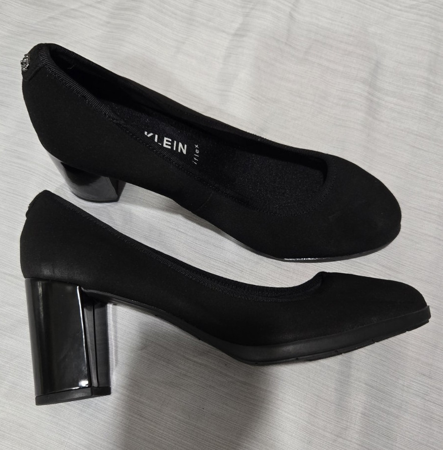 Anne Klein Women’s Black Round Toe Block Heel Pumps Synthetic Slip On 9.5