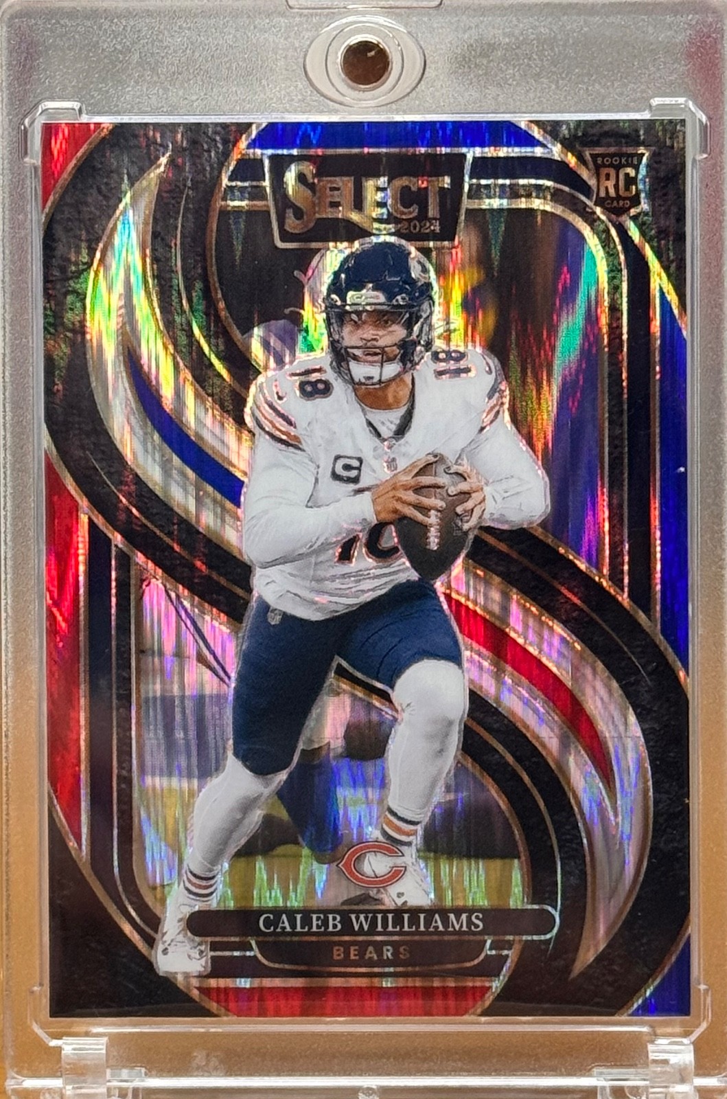 2024 Panini Select - Premier Level Caleb Williams #114 Red & Blue Shock Prizm RC