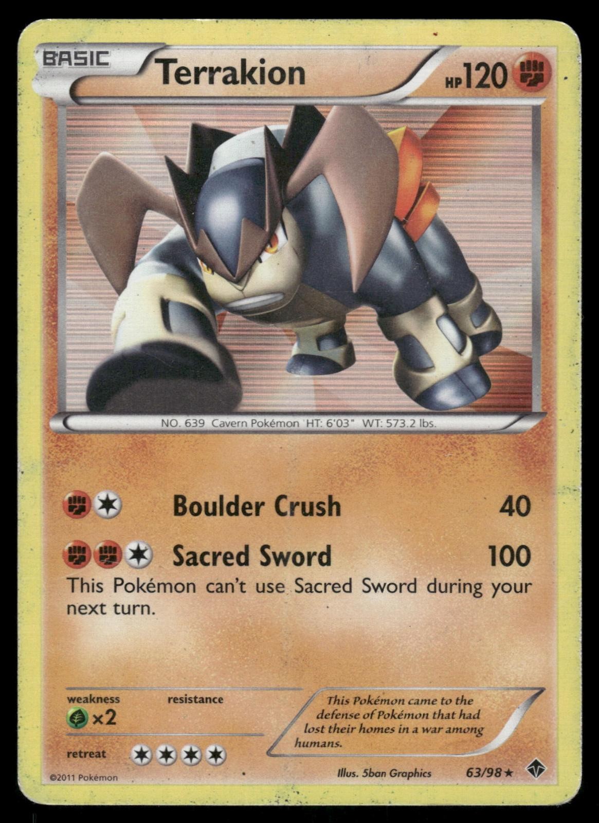Terrakion 63/98 Holo Rare Emerging Powers Pokemon Lightly Played