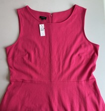 NEW Talbots Women's XL Hot Pink Sleeveless Cotton Stretch Dress w Pockets NWT
