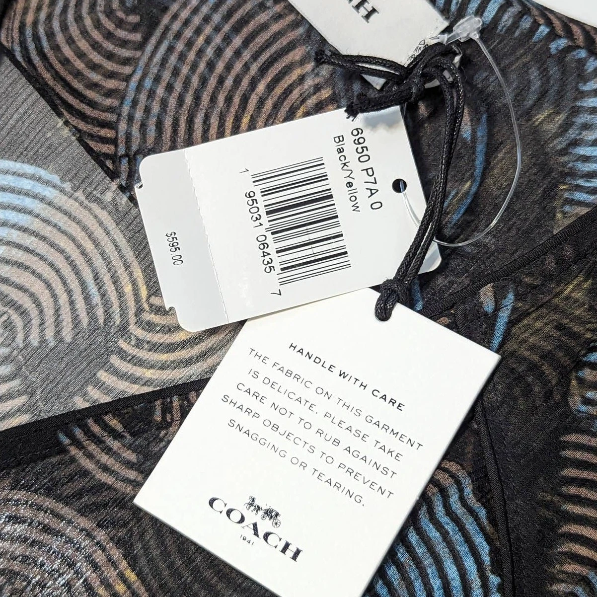 Abito Coach stampato lungo chiffon scollo V seta midi manica corta donna 0 festa