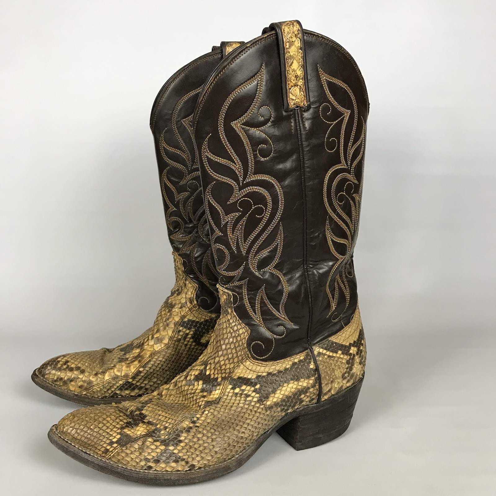 Vtg DAN POST Python Snakeskin Leather Cowboy Boot… - image 6